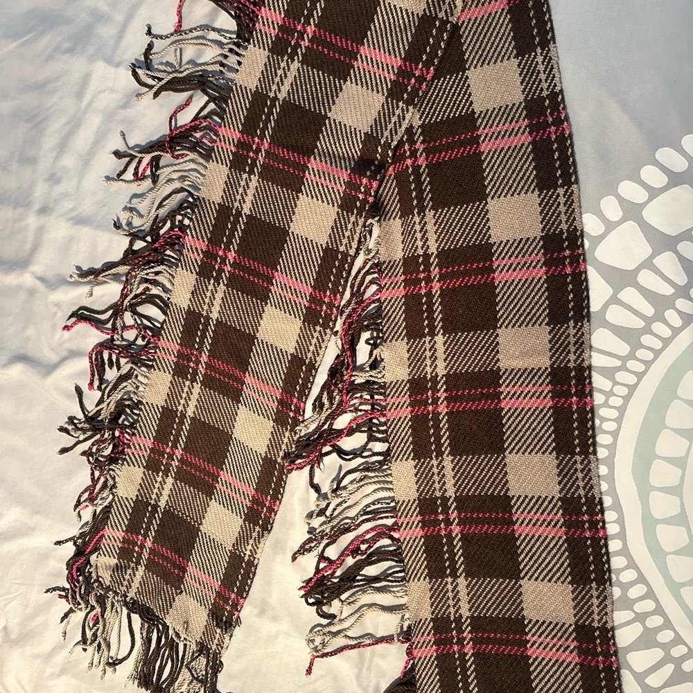 Plaid Fringe Scarf